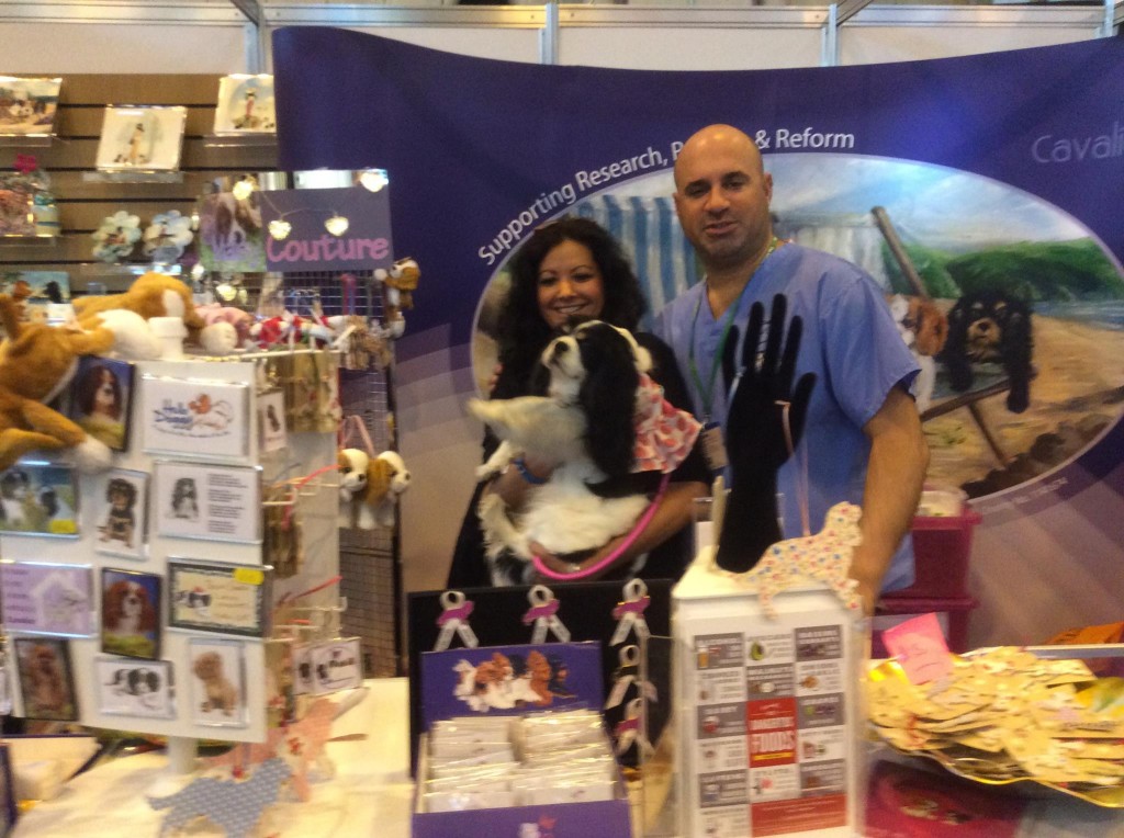 Crufts stall . Tania with Marc Abrahams 2015