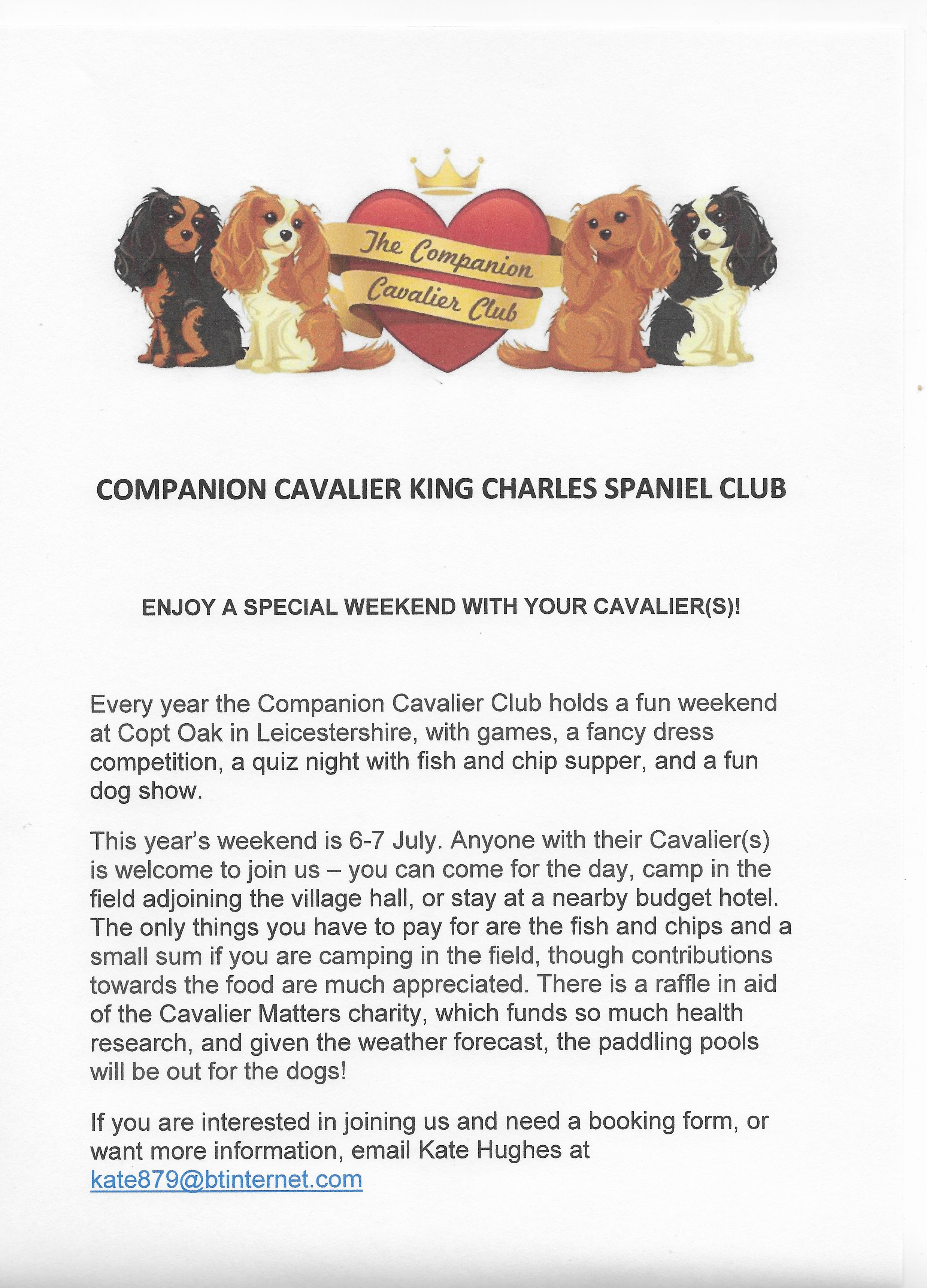 weekend flyer 2019 20190627 001 The Companion Cavalier King Charles Spaniel Club